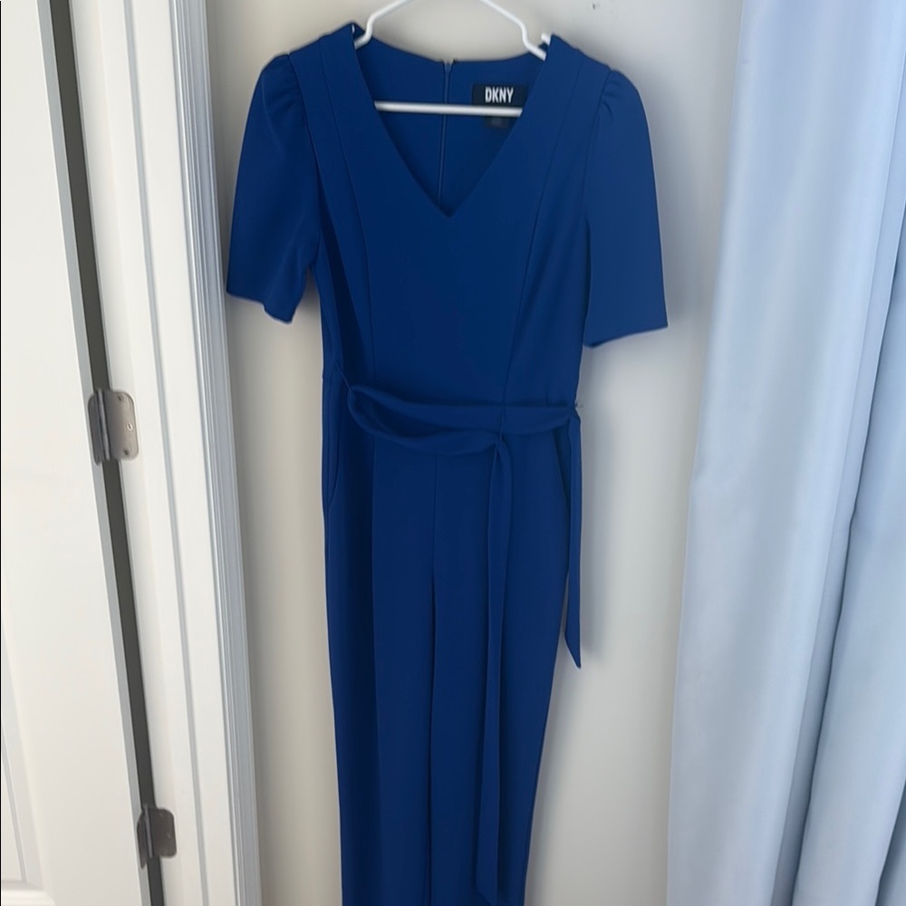 DKNY Deep Blue Midi Dress with Belt